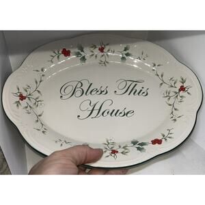 PFALTZGRAFF Winterberry "Bless This House" Serving Plate Used XMAS Holly